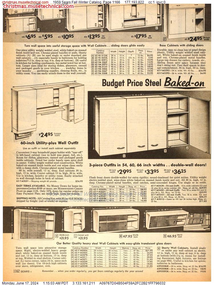 1959 Sears Fall Winter Catalog, Page 1166