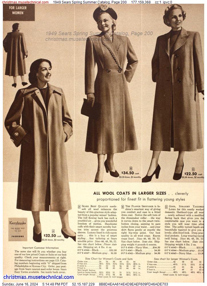 1949 Sears Spring Summer Catalog, Page 200