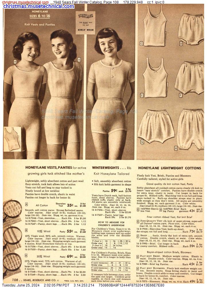 1948 Sears Fall Winter Catalog, Page 108