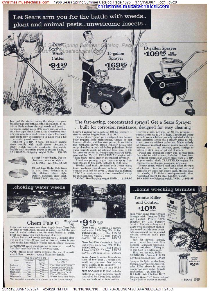 1966 Sears Spring Summer Catalog, Page 1025