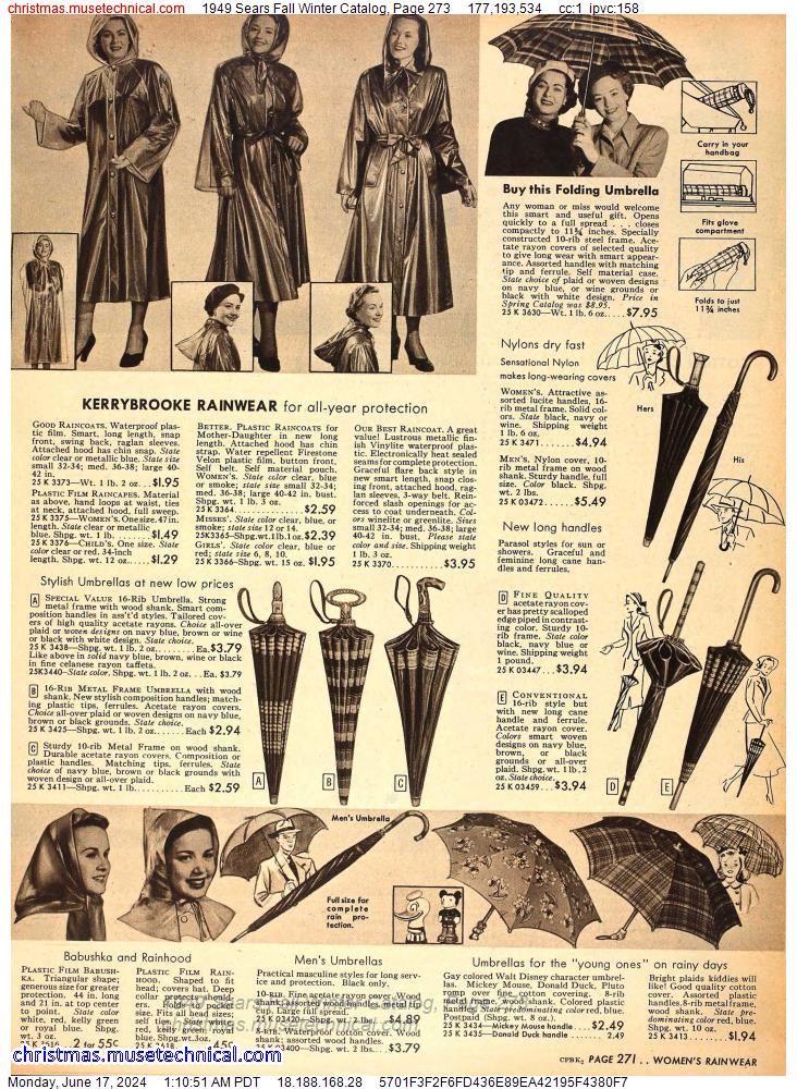 1949 Sears Fall Winter Catalog, Page 273