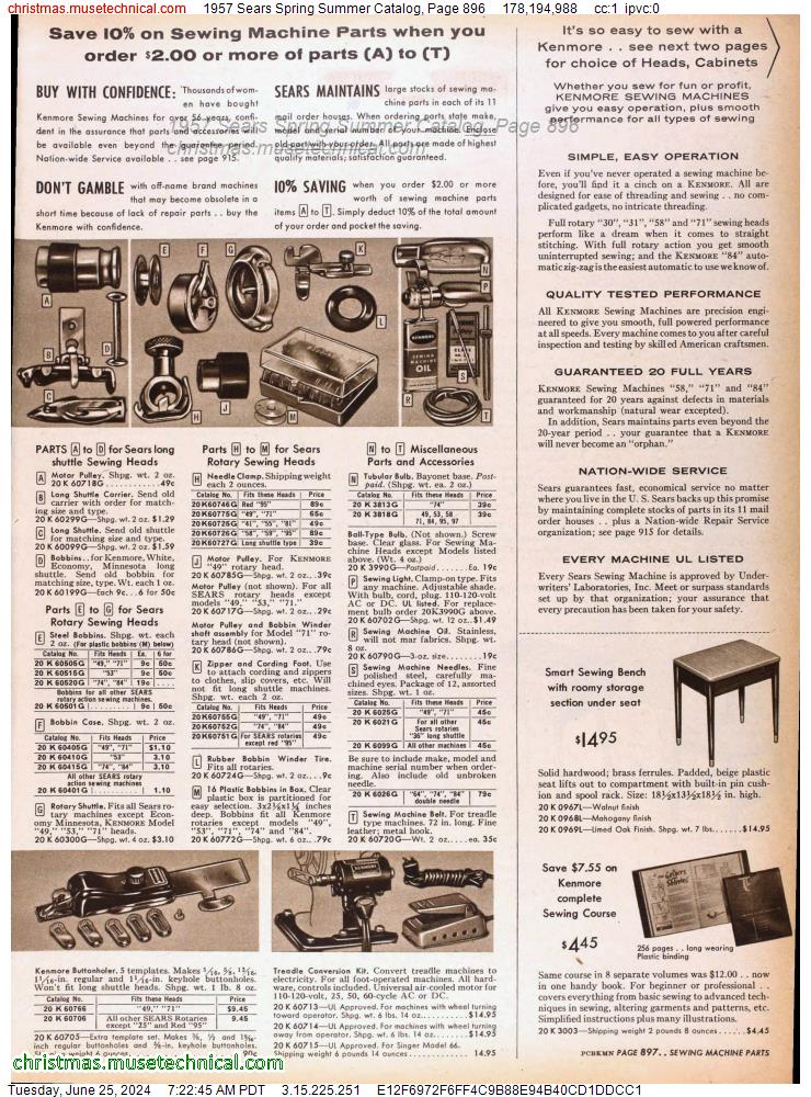 1957 Sears Spring Summer Catalog, Page 896