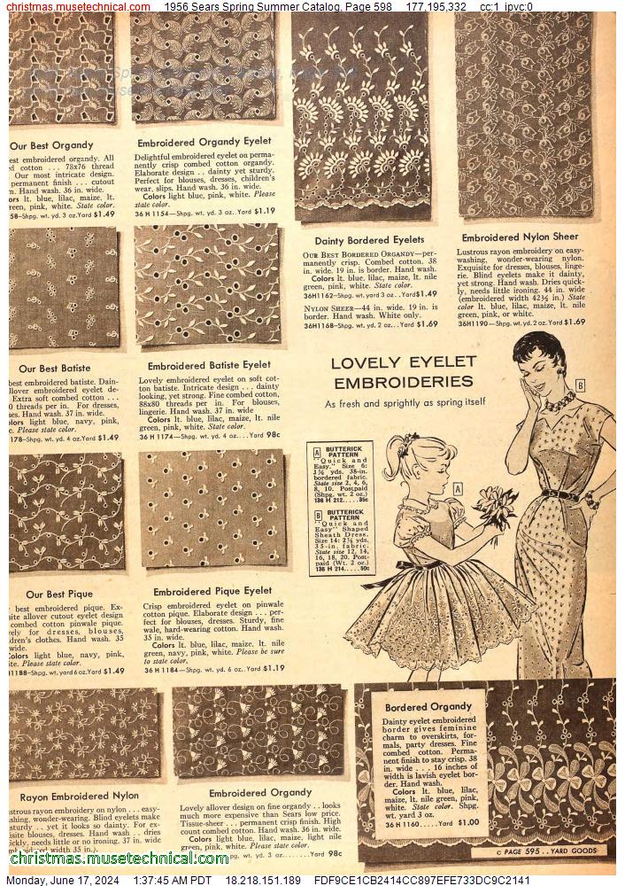 1956 Sears Spring Summer Catalog, Page 598