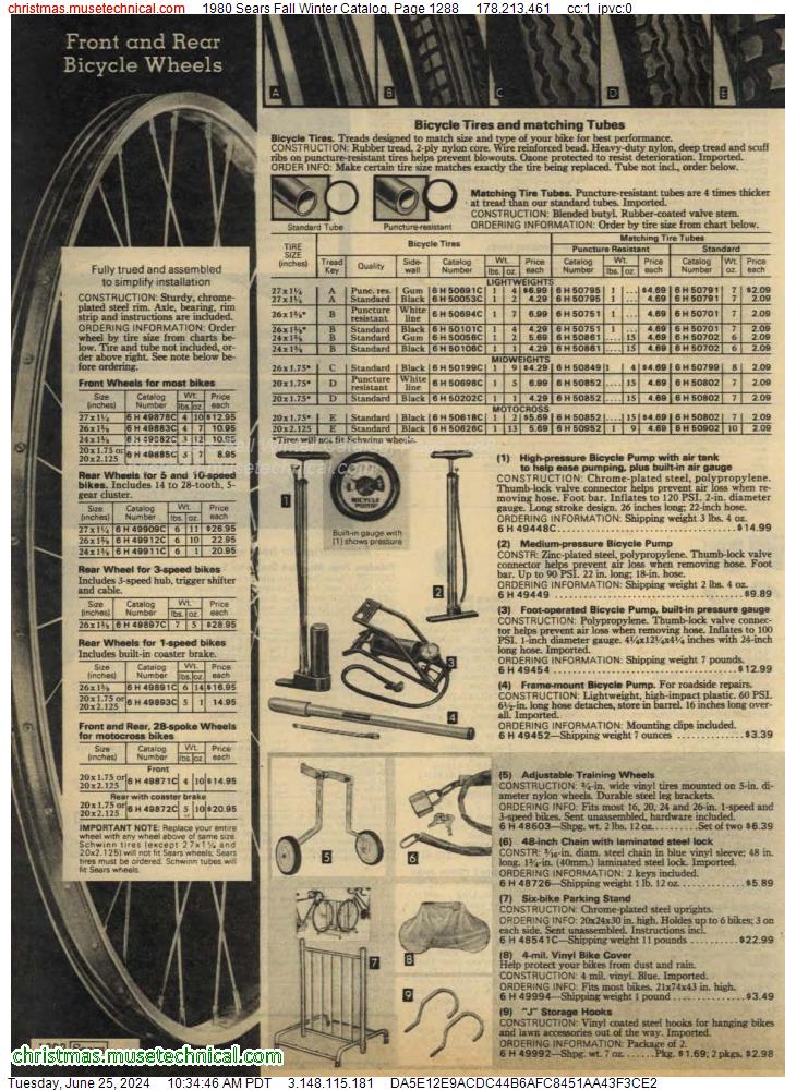 1980 Sears Fall Winter Catalog, Page 1288