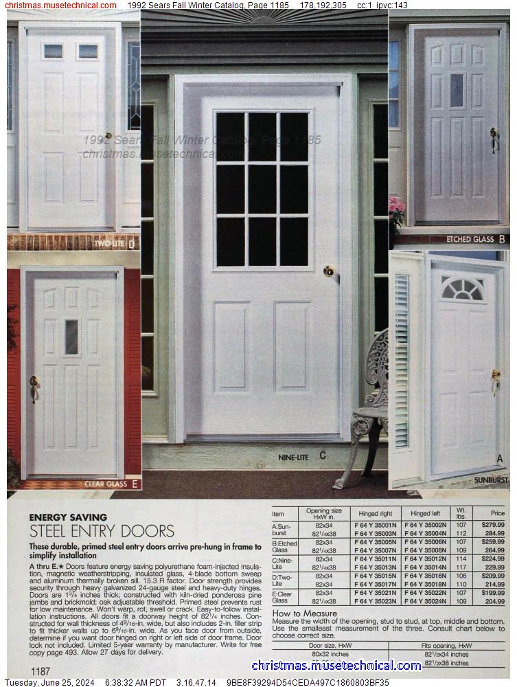 1992 Sears Fall Winter Catalog, Page 1185