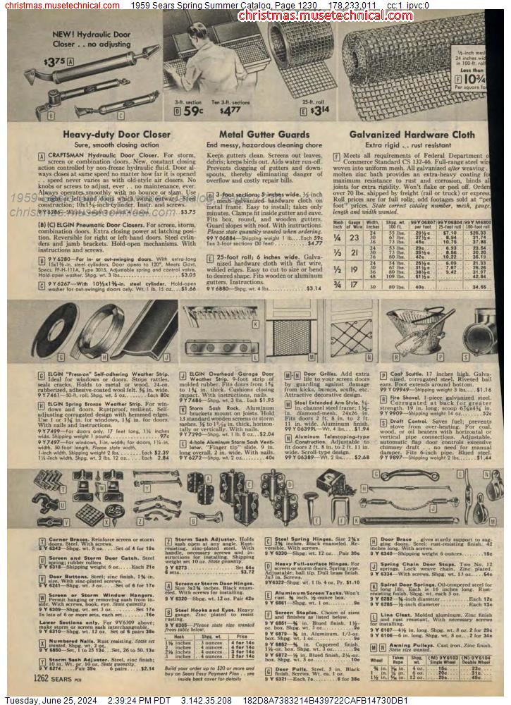 1959 Sears Spring Summer Catalog, Page 1230