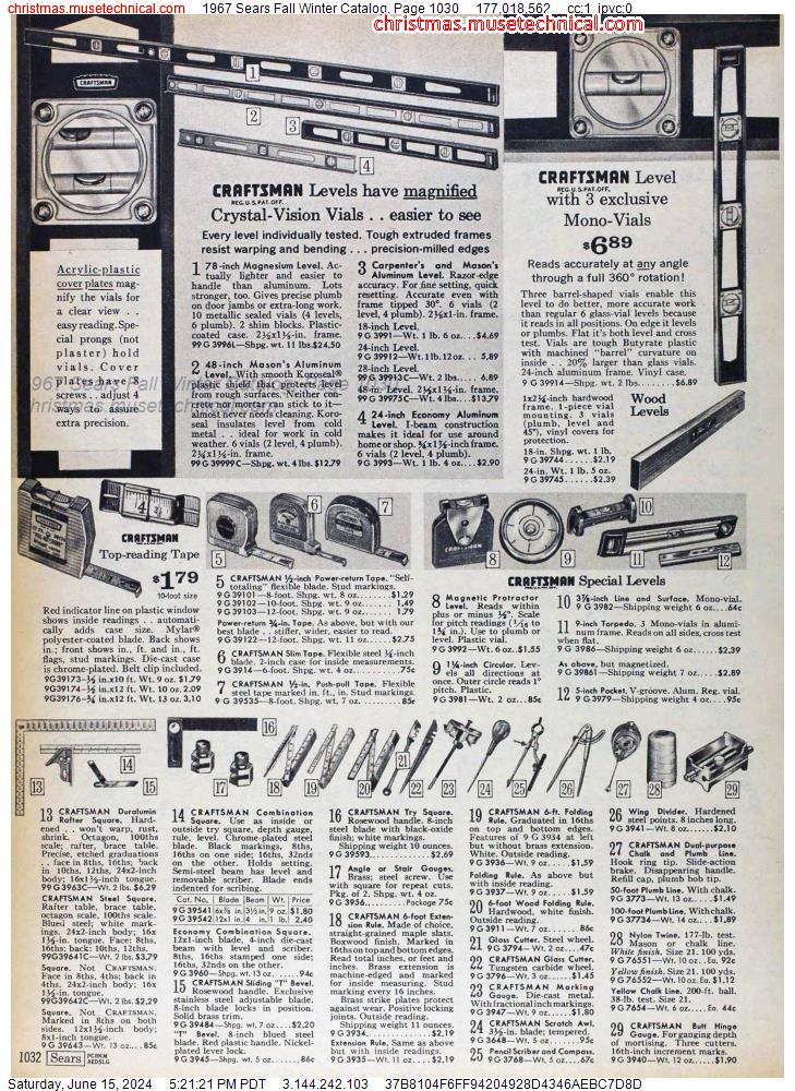 1967 Sears Fall Winter Catalog, Page 1030