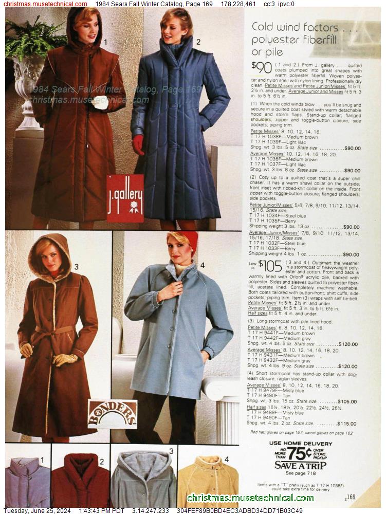 1984 Sears Fall Winter Catalog, Page 169