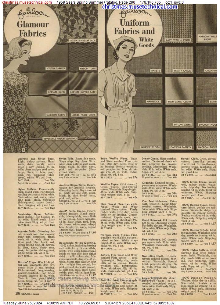 1959 Sears Spring Summer Catalog, Page 290