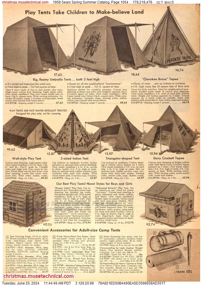 1958 Sears Spring Summer Catalog, Page 1054