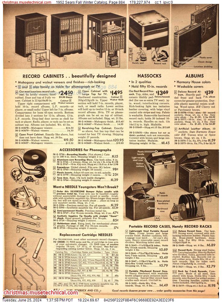 1952 Sears Fall Winter Catalog, Page 884