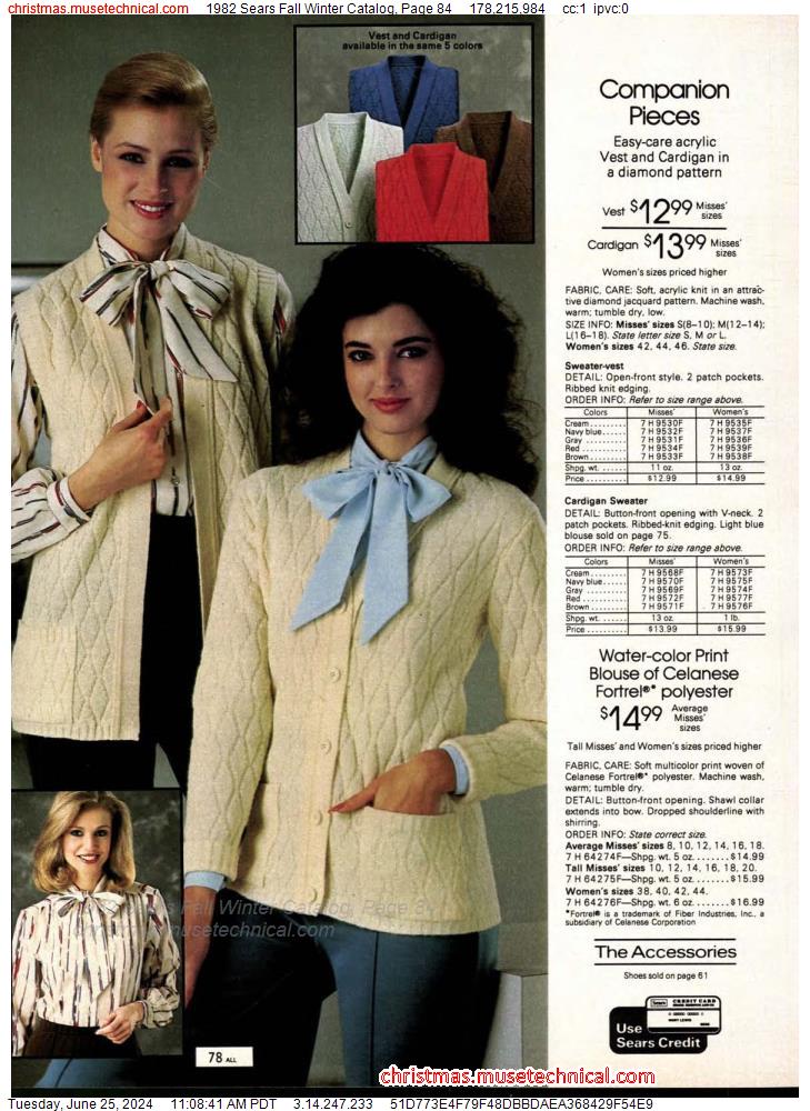 1982 Sears Fall Winter Catalog, Page 84