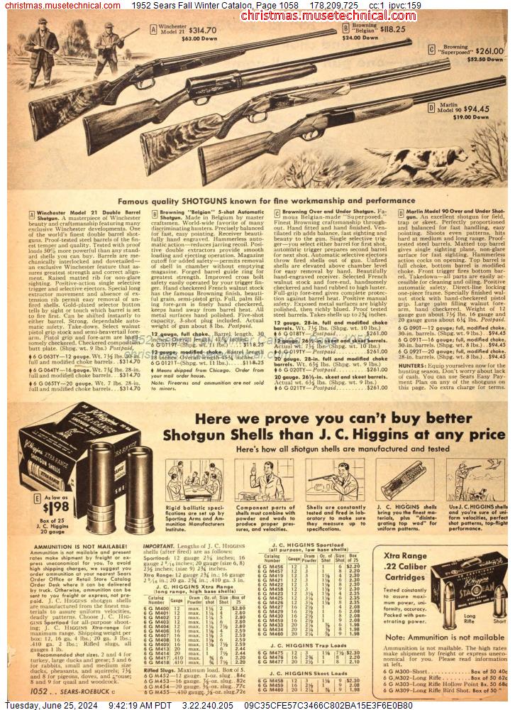 1952 Sears Fall Winter Catalog, Page 1058