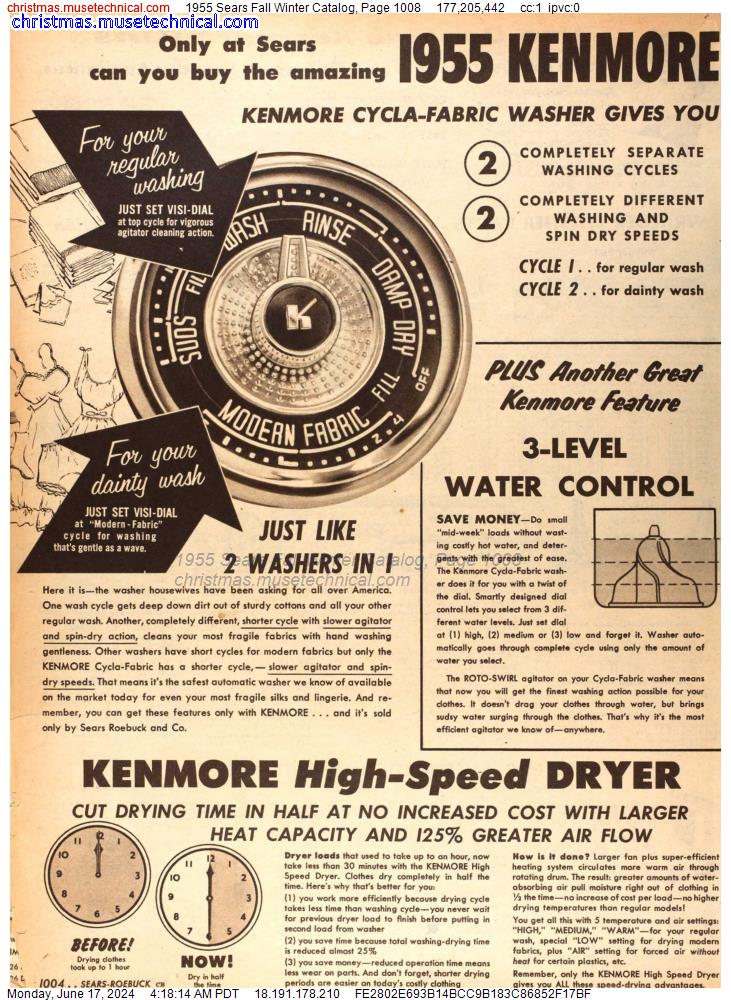 1955 Sears Fall Winter Catalog, Page 1008