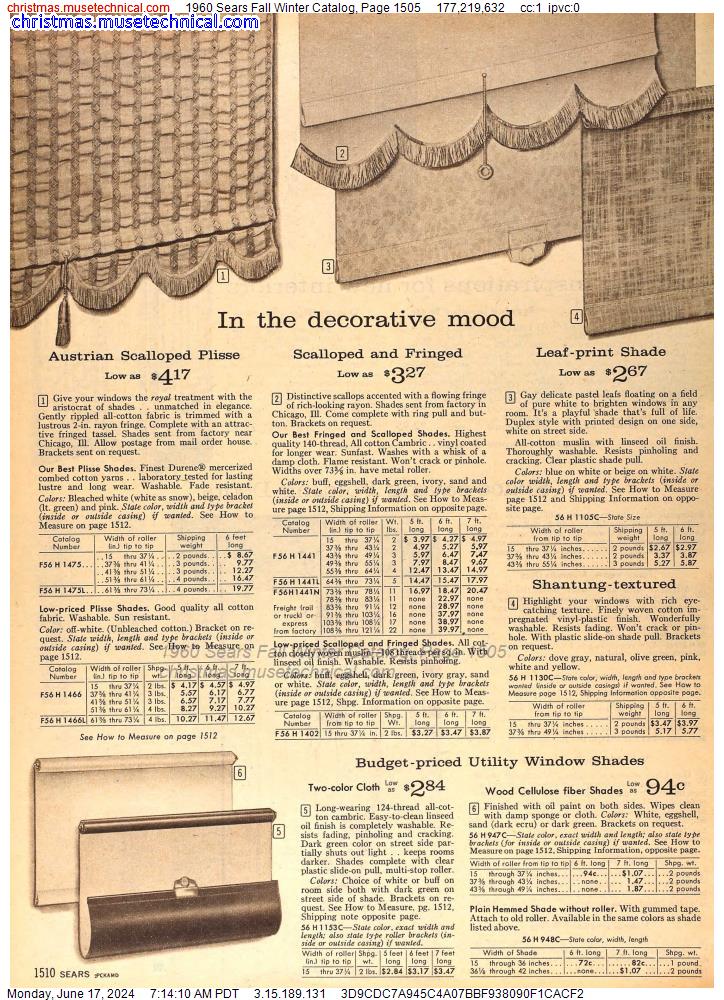 1960 Sears Fall Winter Catalog, Page 1505