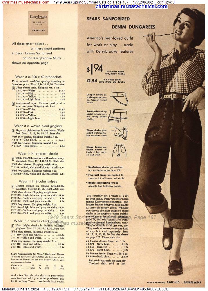1949 Sears Spring Summer Catalog, Page 187