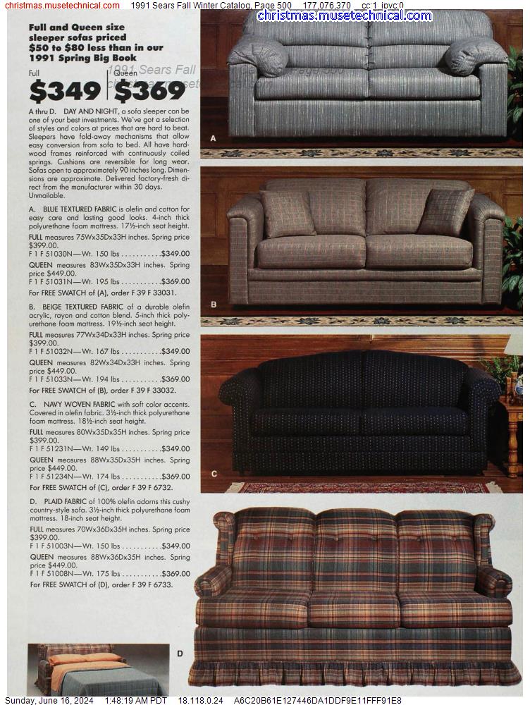 1991 Sears Fall Winter Catalog, Page 500
