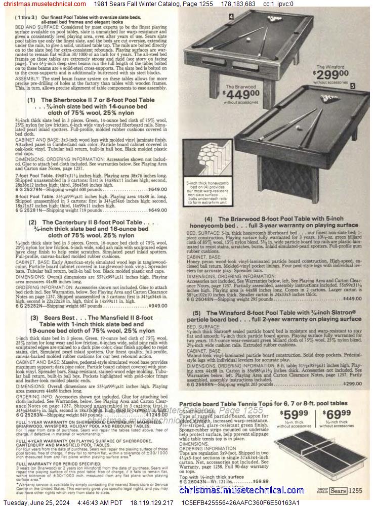 1981 Sears Fall Winter Catalog, Page 1255