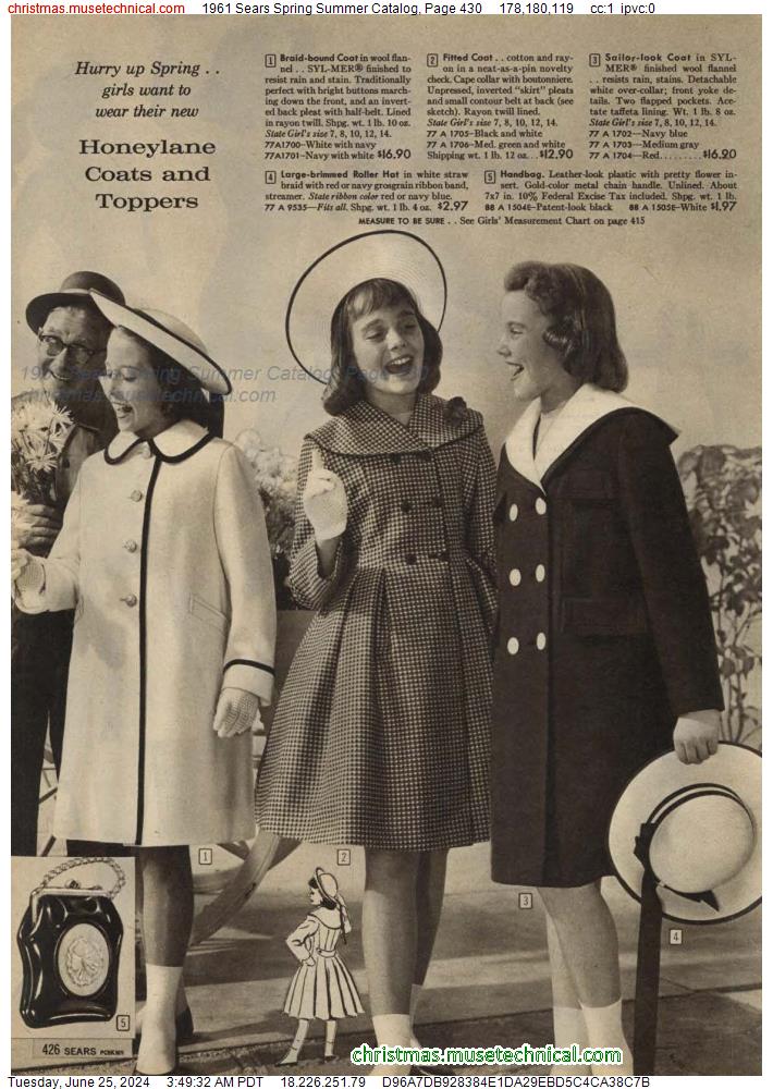 1961 Sears Spring Summer Catalog, Page 430