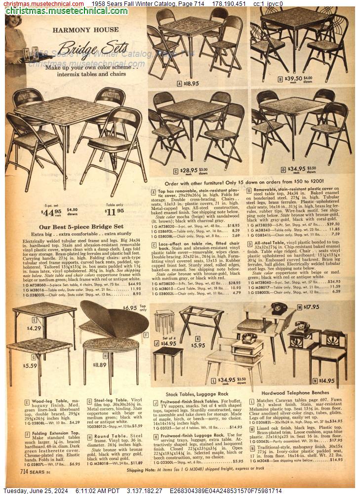1958 Sears Fall Winter Catalog, Page 714