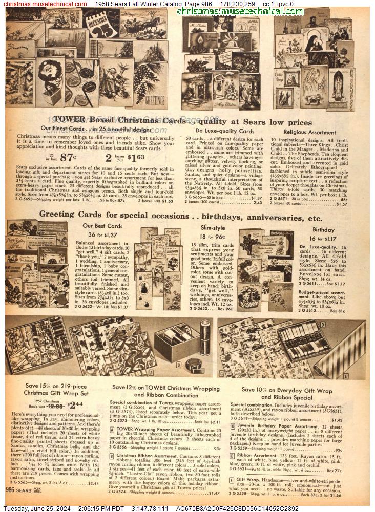 1958 Sears Fall Winter Catalog, Page 986