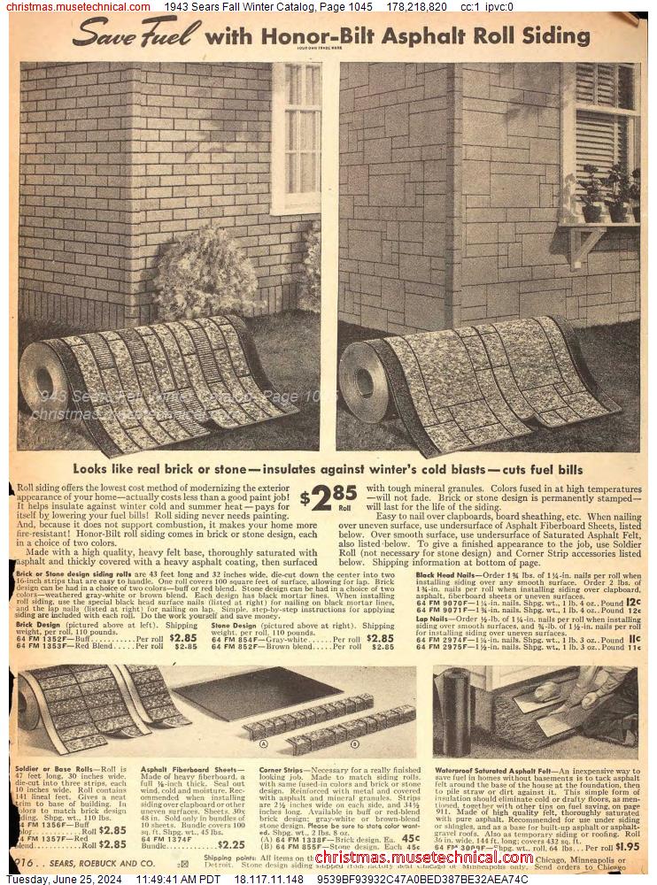 1943 Sears Fall Winter Catalog, Page 1045