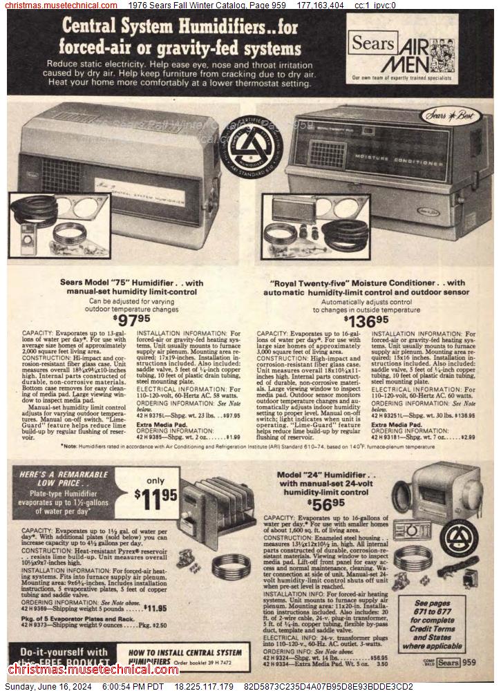 1976 Sears Fall Winter Catalog, Page 959