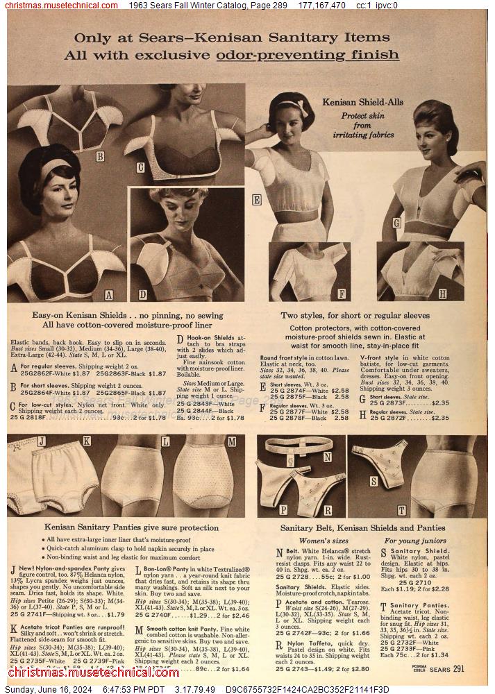 1963 Sears Fall Winter Catalog, Page 289