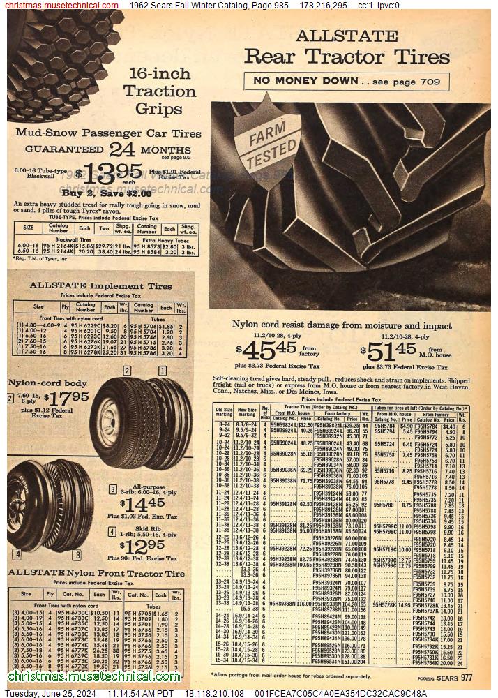 1962 Sears Fall Winter Catalog, Page 985