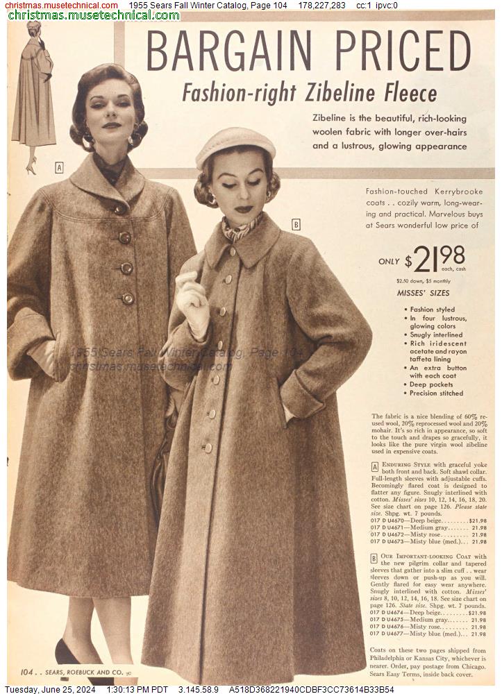 1955 Sears Fall Winter Catalog, Page 104