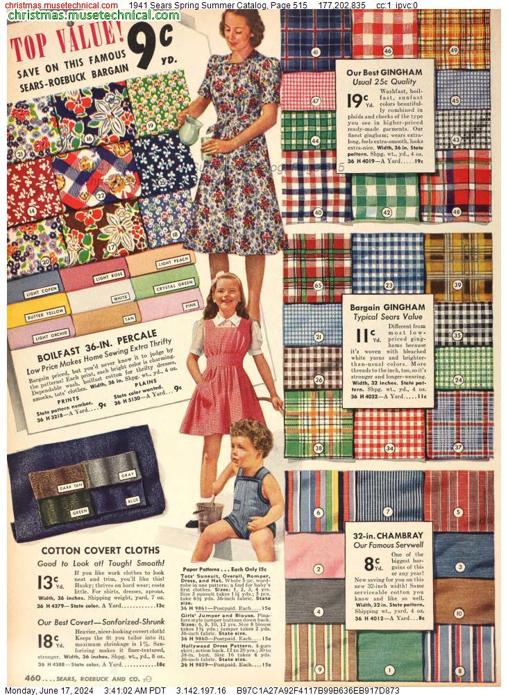 1941 Sears Spring Summer Catalog, Page 515