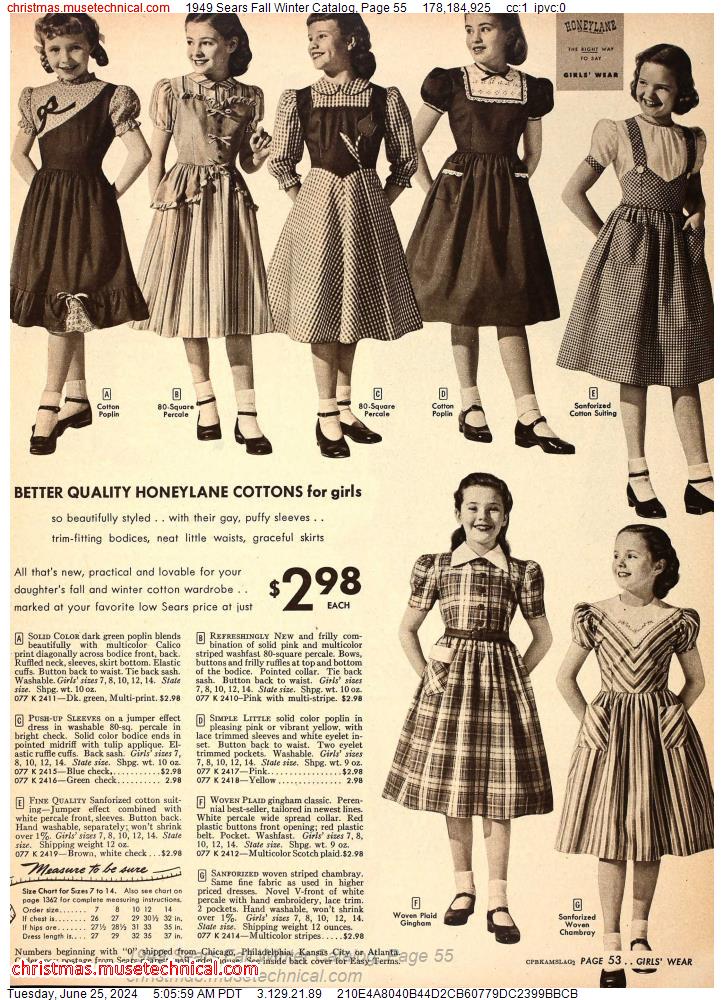 1949 Sears Fall Winter Catalog, Page 55