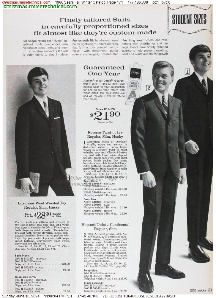 1966 Sears Fall Winter Catalog, Page 171