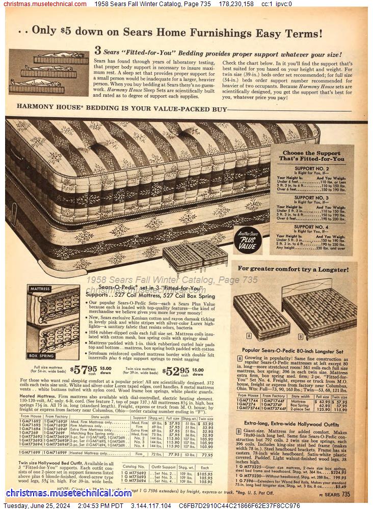 1958 Sears Fall Winter Catalog, Page 735