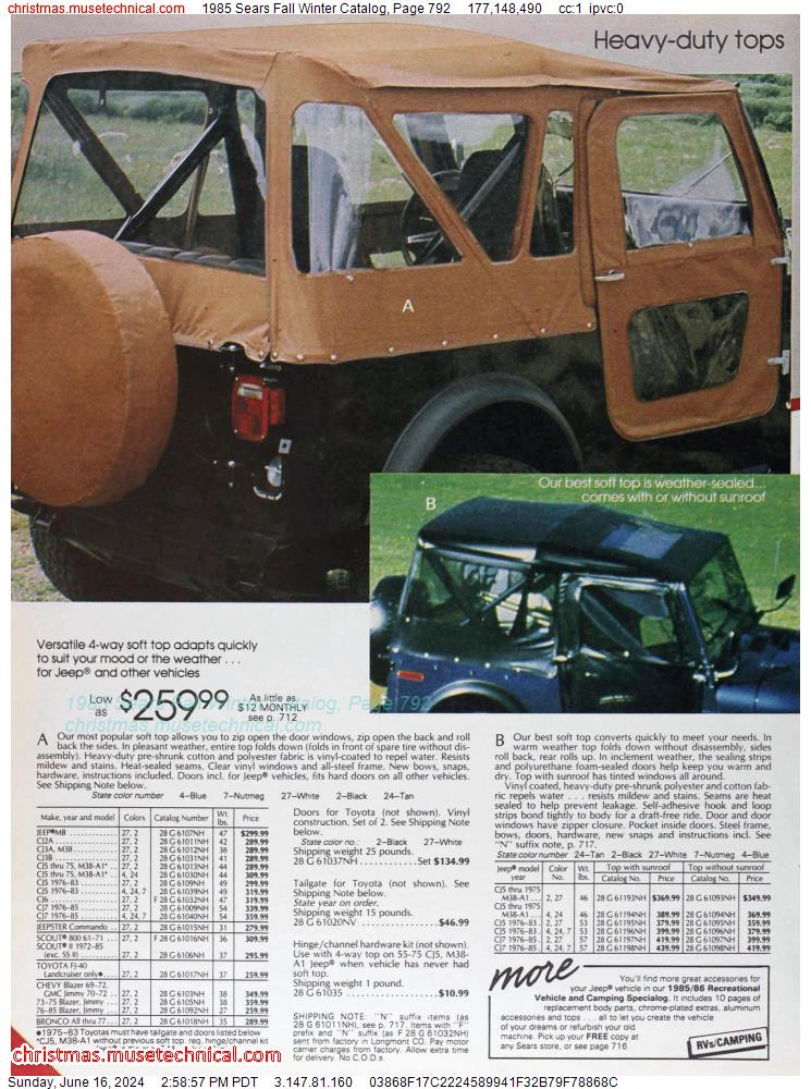 1985 Sears Fall Winter Catalog, Page 792