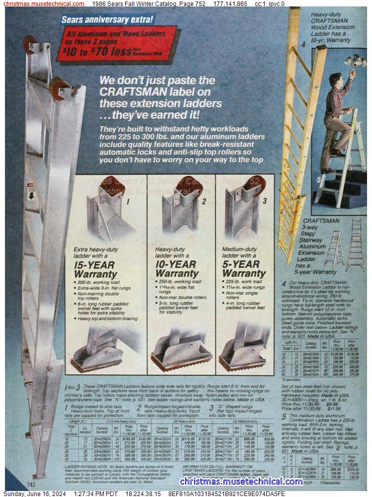 1986 Sears Fall Winter Catalog, Page 752