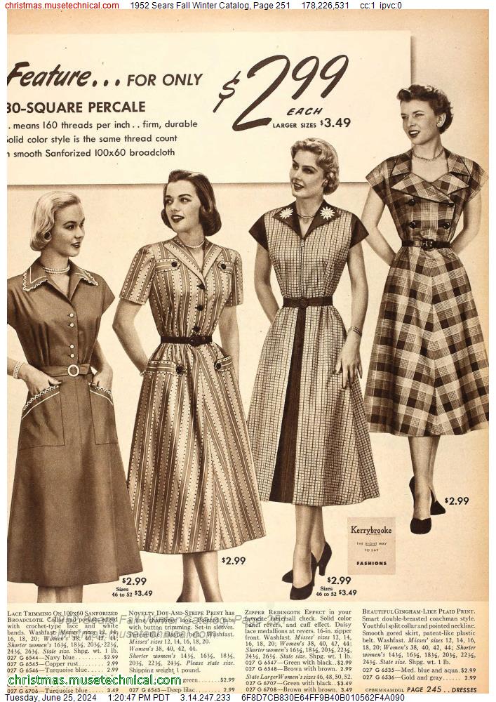 1952 Sears Fall Winter Catalog, Page 251