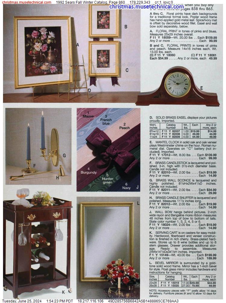 1992 Sears Fall Winter Catalog, Page 860
