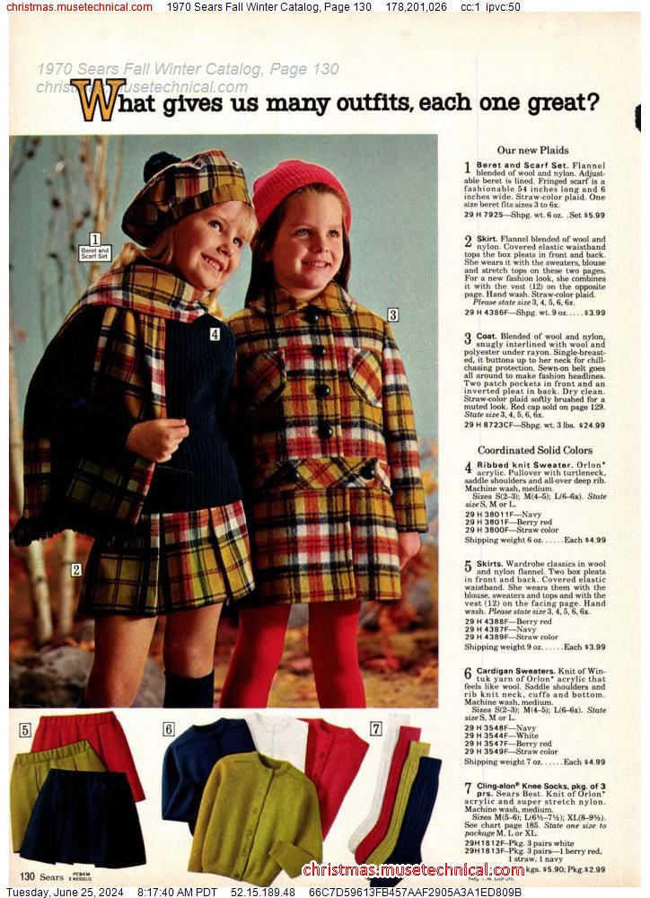 1970 Sears Fall Winter Catalog, Page 130