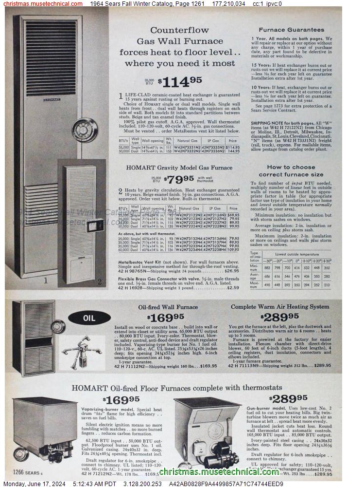 1964 Sears Fall Winter Catalog, Page 1261