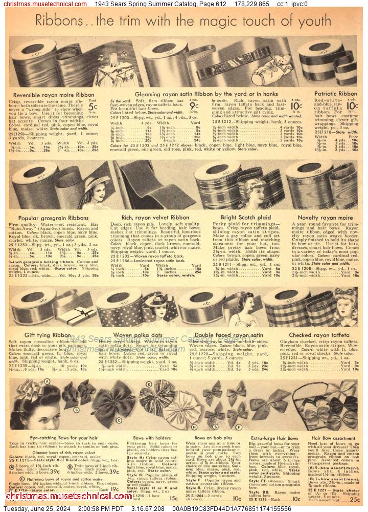 1943 Sears Spring Summer Catalog, Page 612