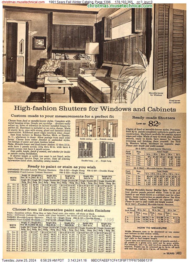 1961 Sears Fall Winter Catalog, Page 1396