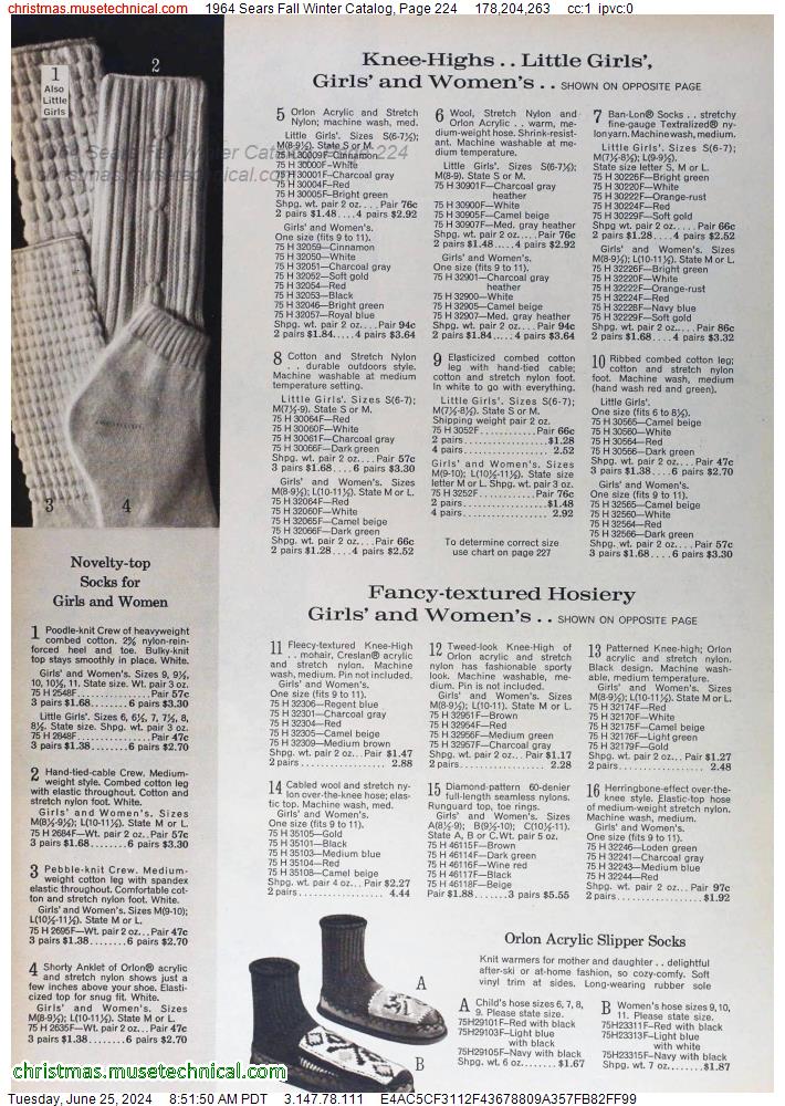 1964 Sears Fall Winter Catalog, Page 224