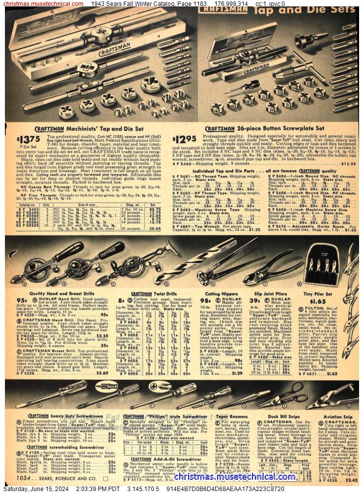 1943 Sears Fall Winter Catalog, Page 1183