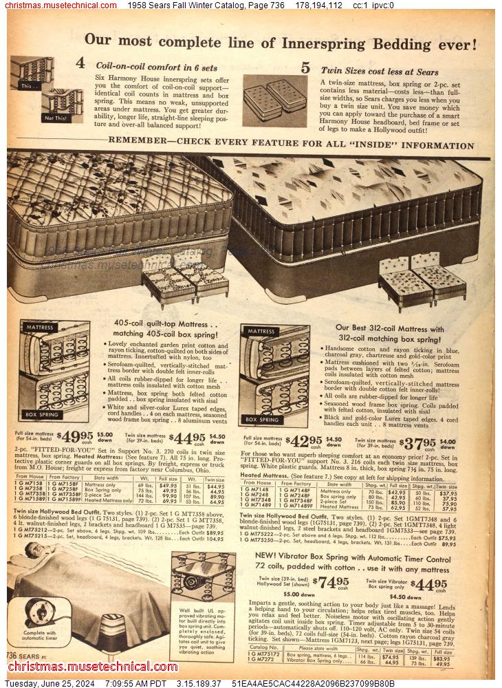1958 Sears Fall Winter Catalog, Page 736