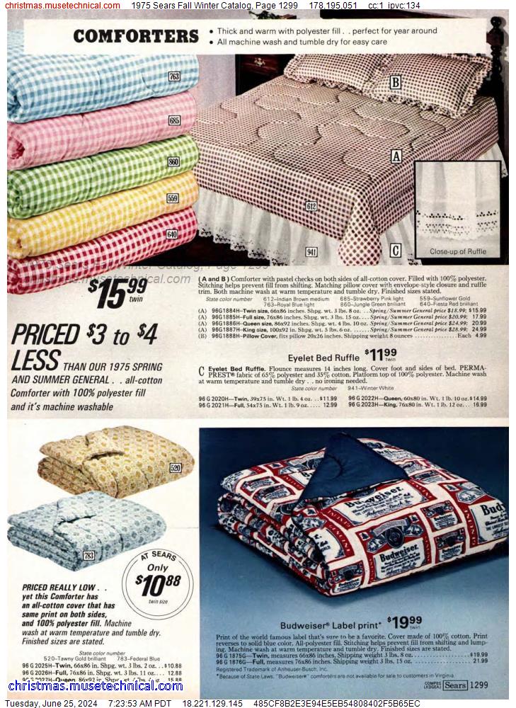 1975 Sears Fall Winter Catalog, Page 1299