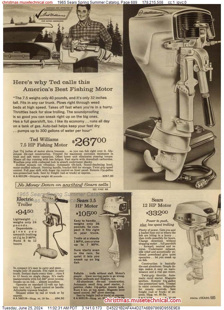 1965 Sears Spring Summer Catalog, Page 689