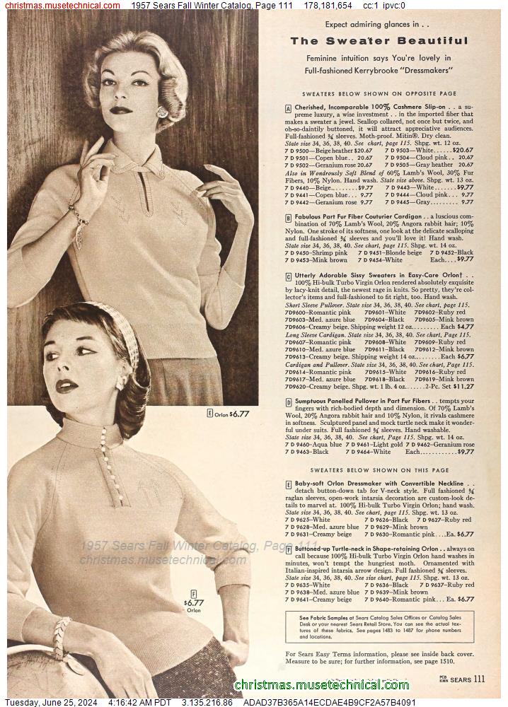 1957 Sears Fall Winter Catalog, Page 111