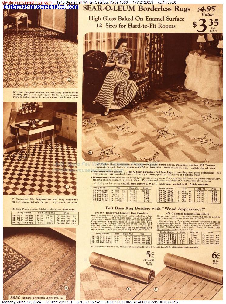 1940 Sears Fall Winter Catalog, Page 1000