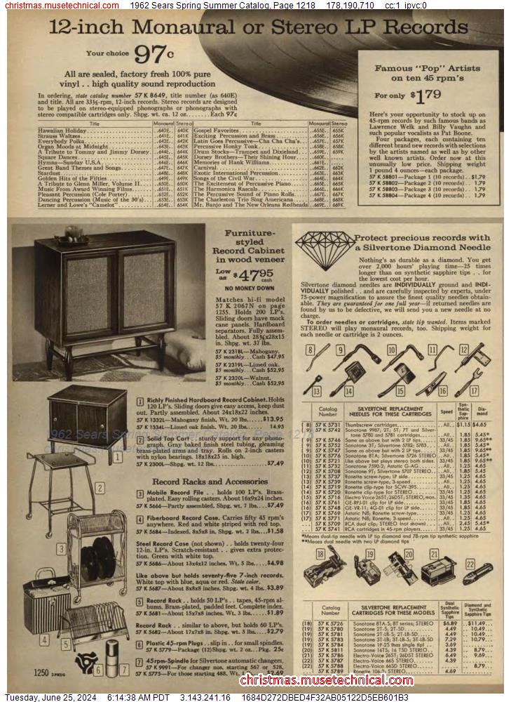 1962 Sears Spring Summer Catalog, Page 1218